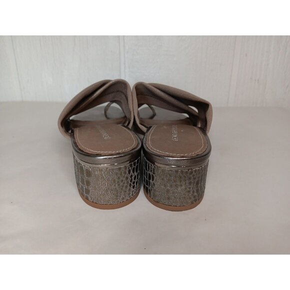 Donald J Pliner Toto Womens 8.5 M Gold Metallic Strappy Sandals Toe Ring Slip On - Picture 4 of 9